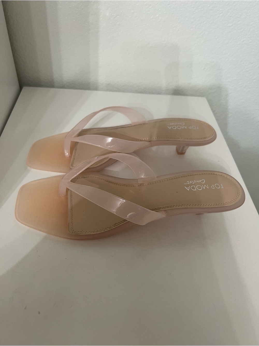 TOP Moda New Nude Jelly Square-Toe Sandals